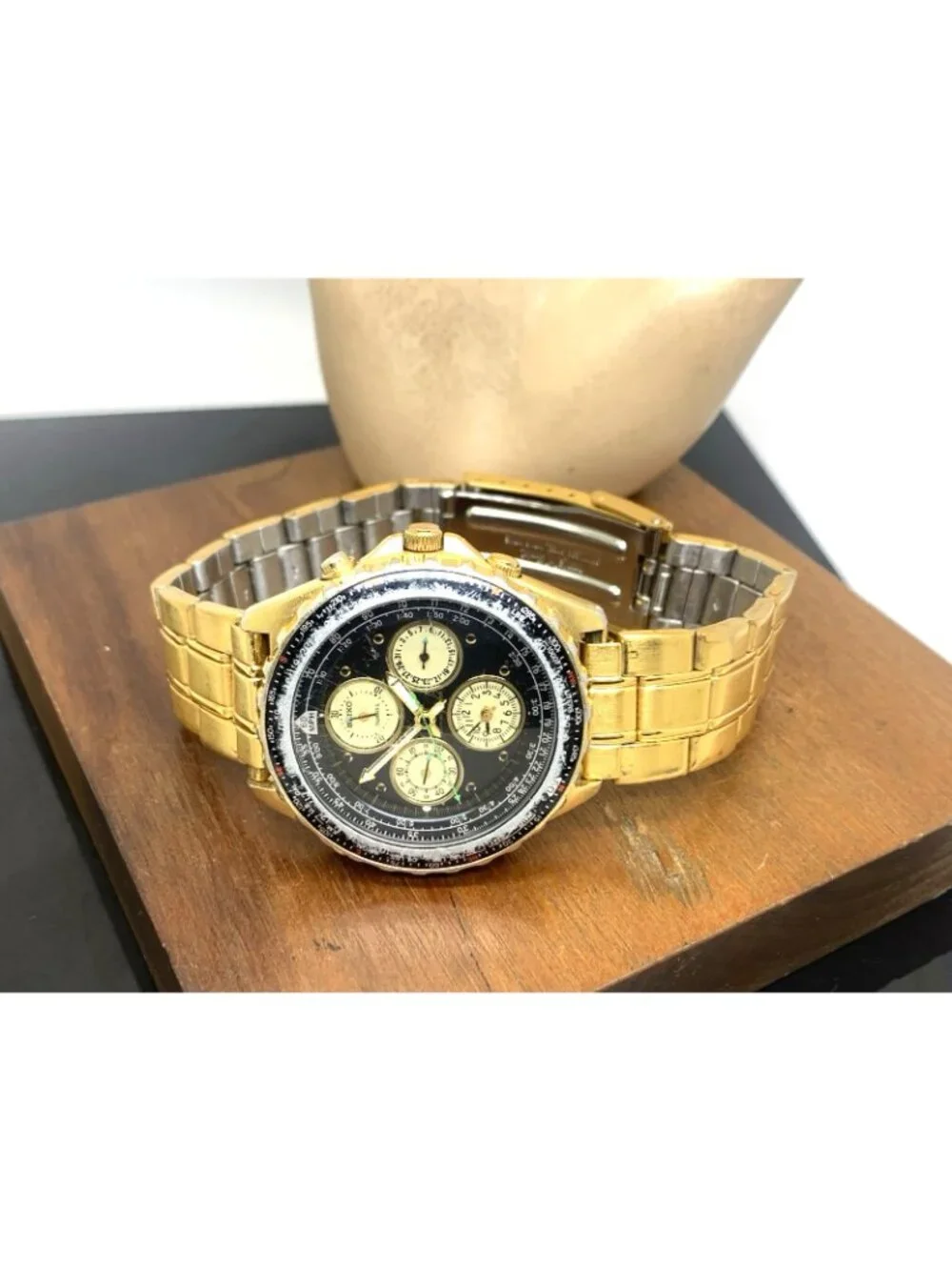 Seiko Flightmaster Mens Watch 7T34-6A09 Quartz Vintage Gold Stainless Steel 40mm